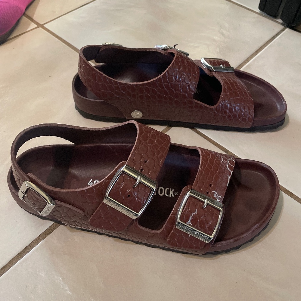 Leather Birkenstock brown sandals